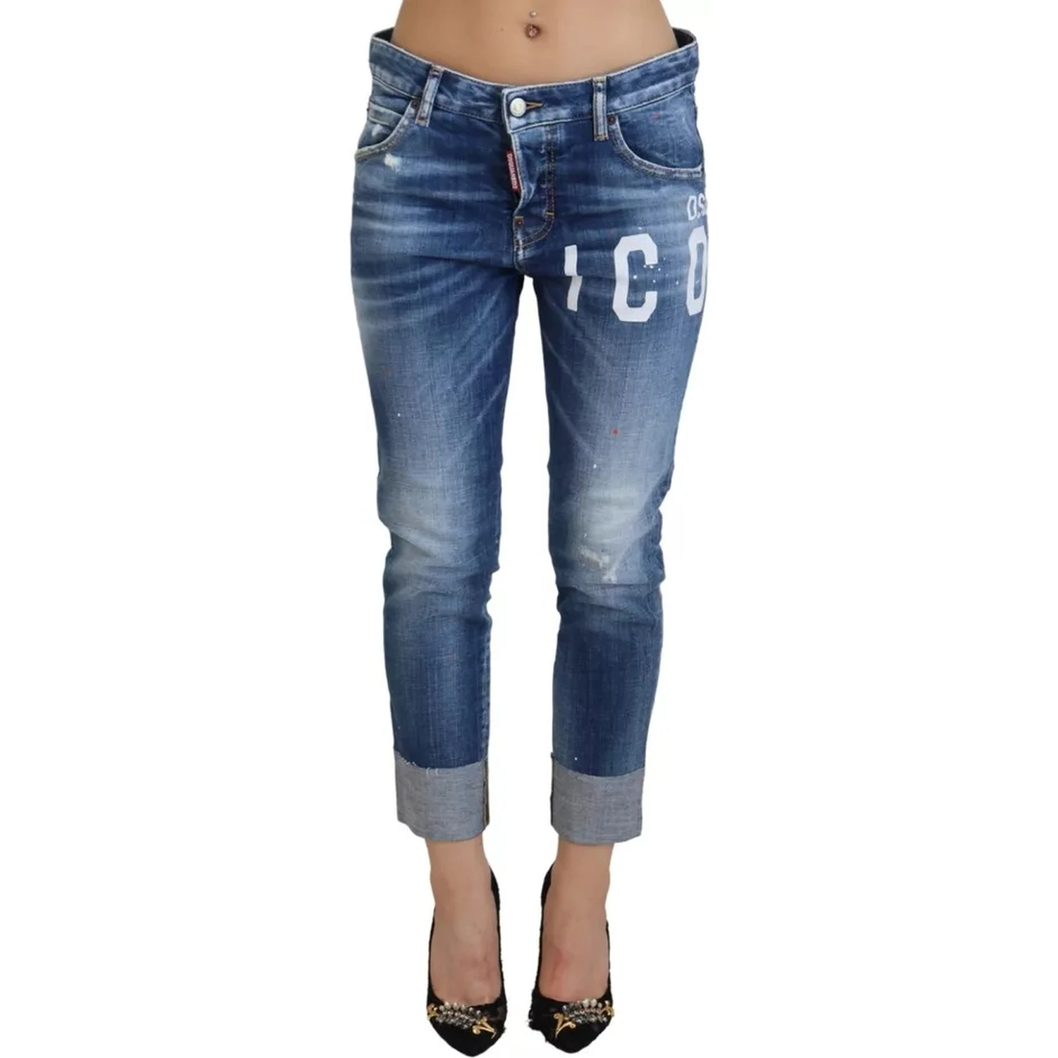 Blue Icon Low Waist Cropped Cool Girl Denim Jeans
