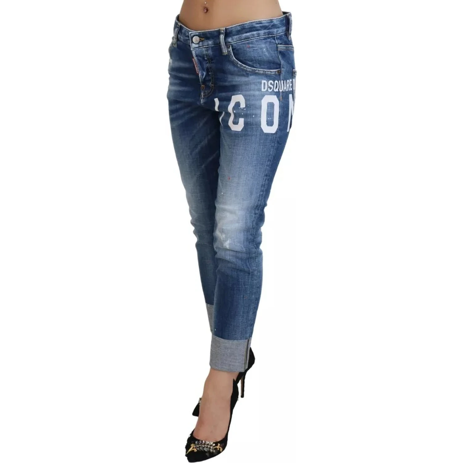 Blue Icon Low Waist Cropped Cool Girl Denim Jeans