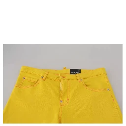 Yellow Cotton Low Waist Crop Denim Cool Girl Jeans