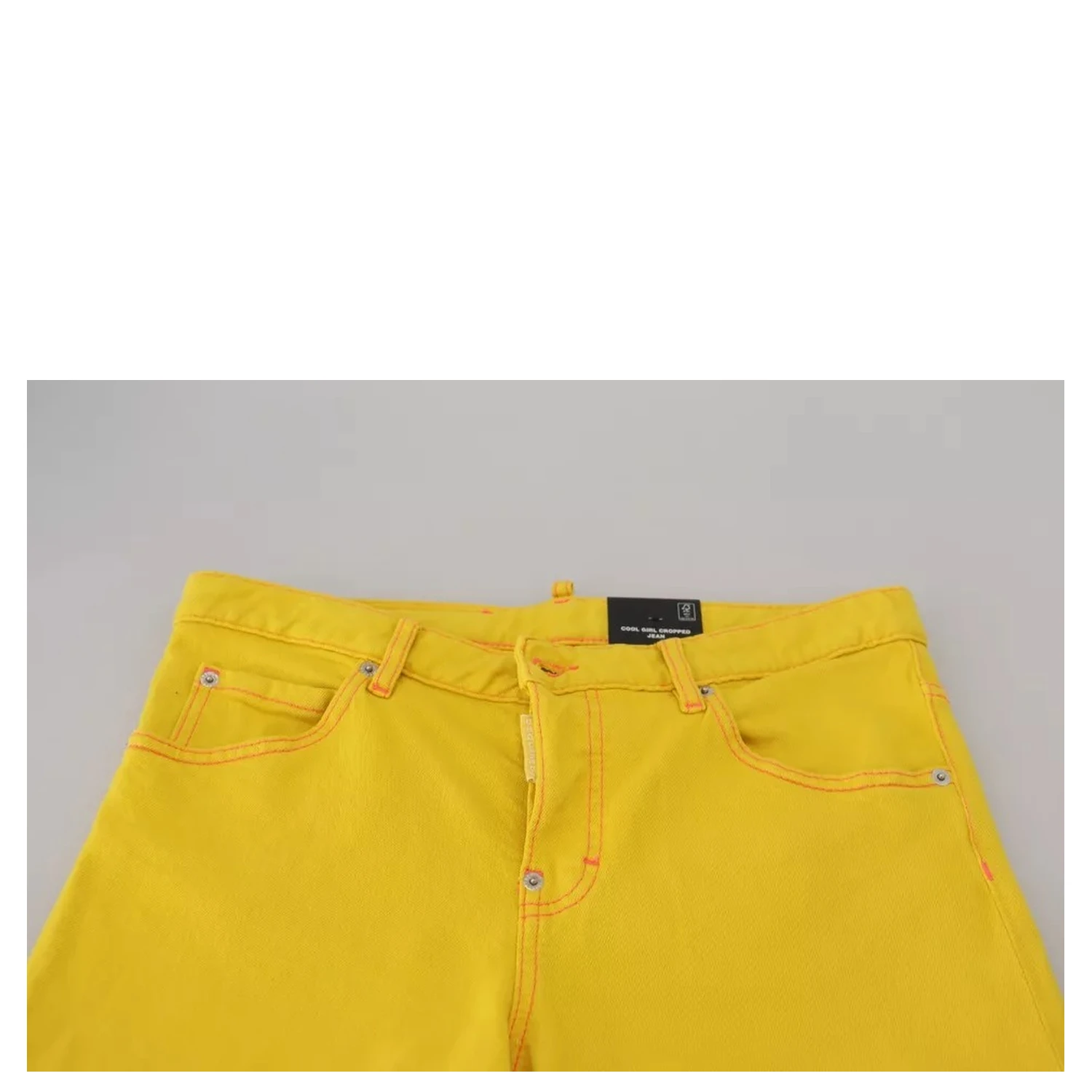 Yellow Cotton Low Waist Crop Denim Cool Girl Jeans