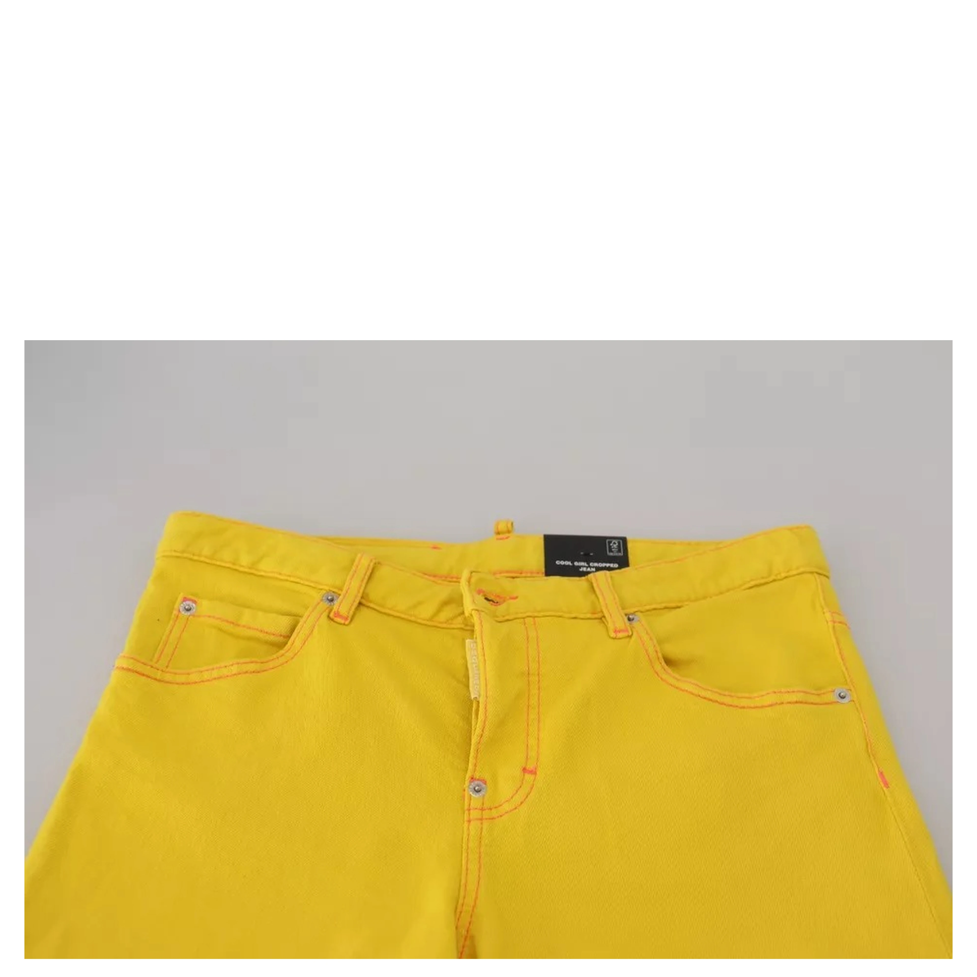 Yellow Cotton Low Waist Crop Denim Cool Girl Jeans