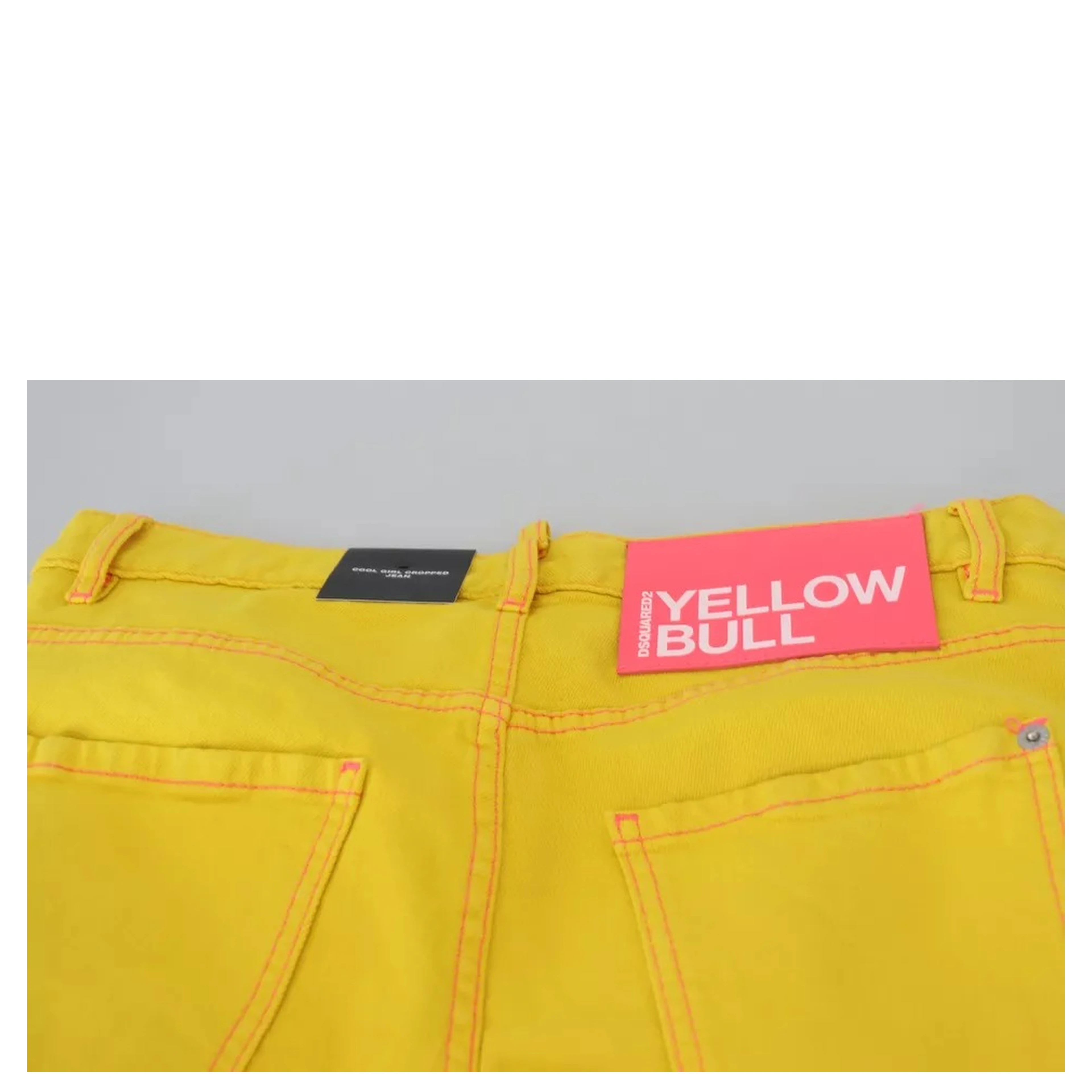 Yellow Cotton Low Waist Crop Denim Cool Girl Jeans
