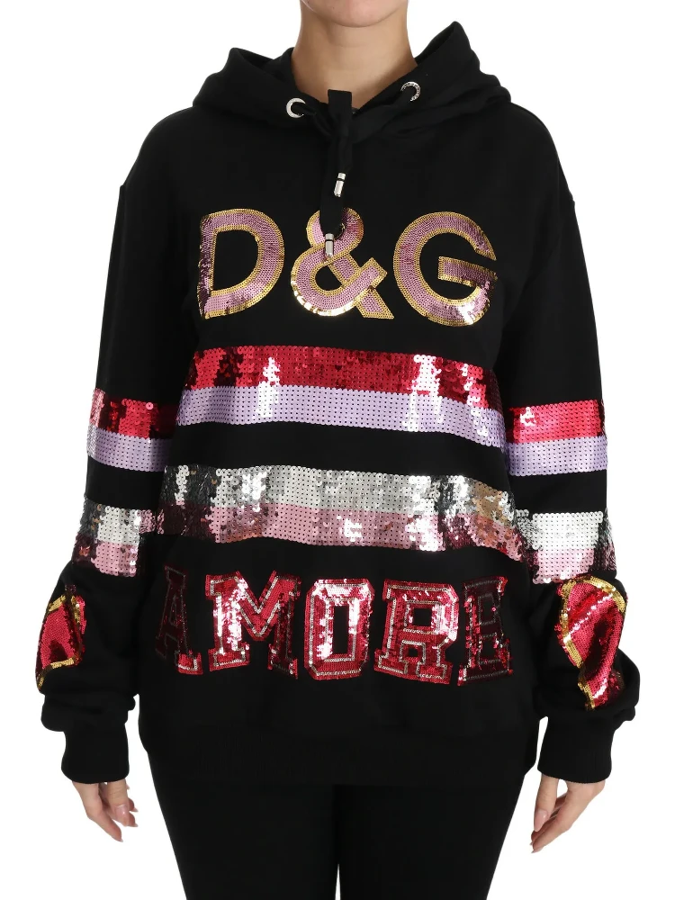 DG Sequined Hooded Pullover Sweater