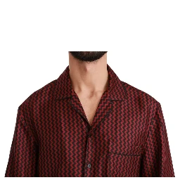 Black Red Zigzag Pattern Casual Shirt