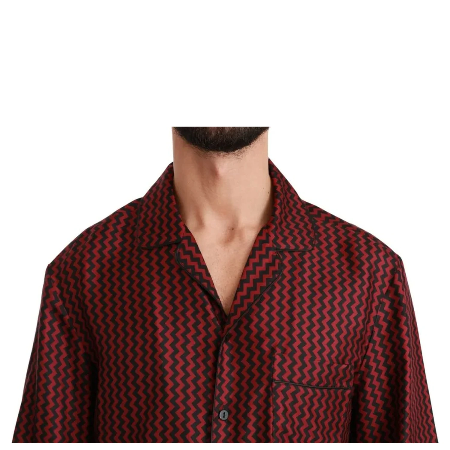 Black Red Zigzag Pattern Casual Shirt