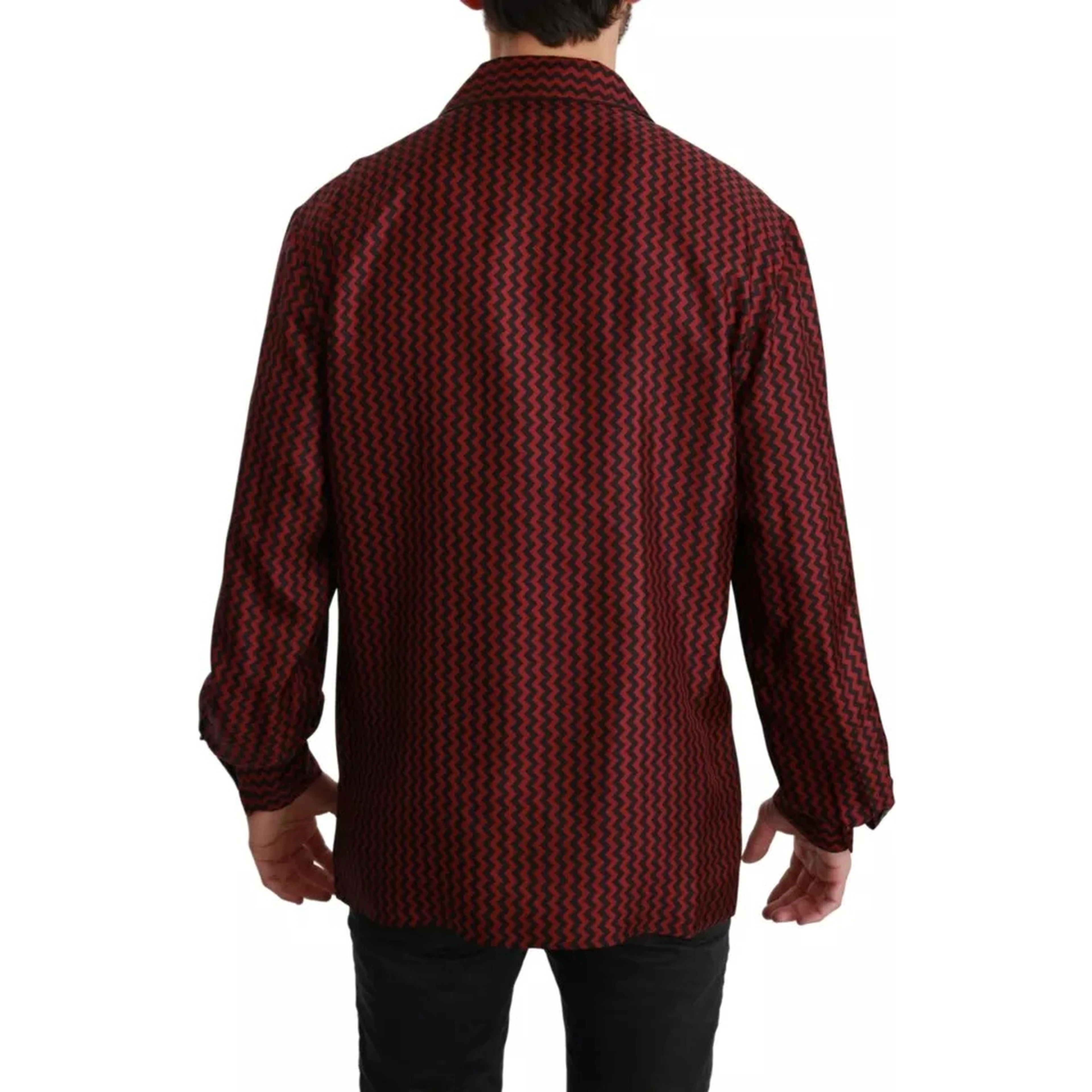 Black Red Zigzag Pattern Casual Shirt
