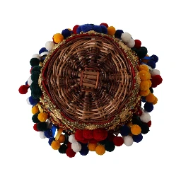 Multicolor Cotton Embellished Agnese Basket Tote Bag