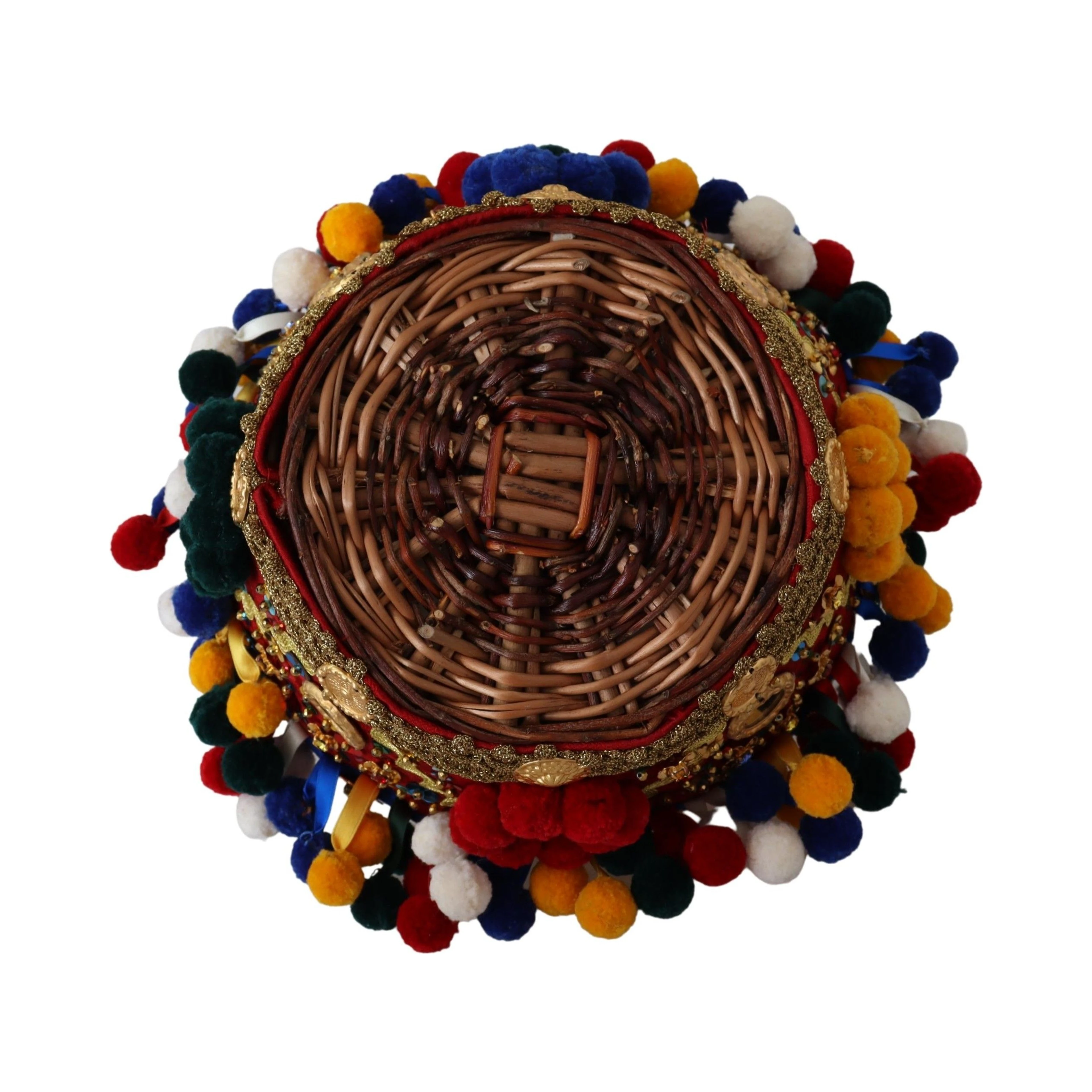 Multicolor Cotton Embellished Agnese Basket Tote Bag