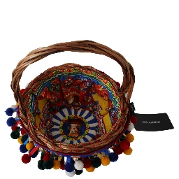 Multicolor Cotton Embellished Agnese Basket Tote Bag