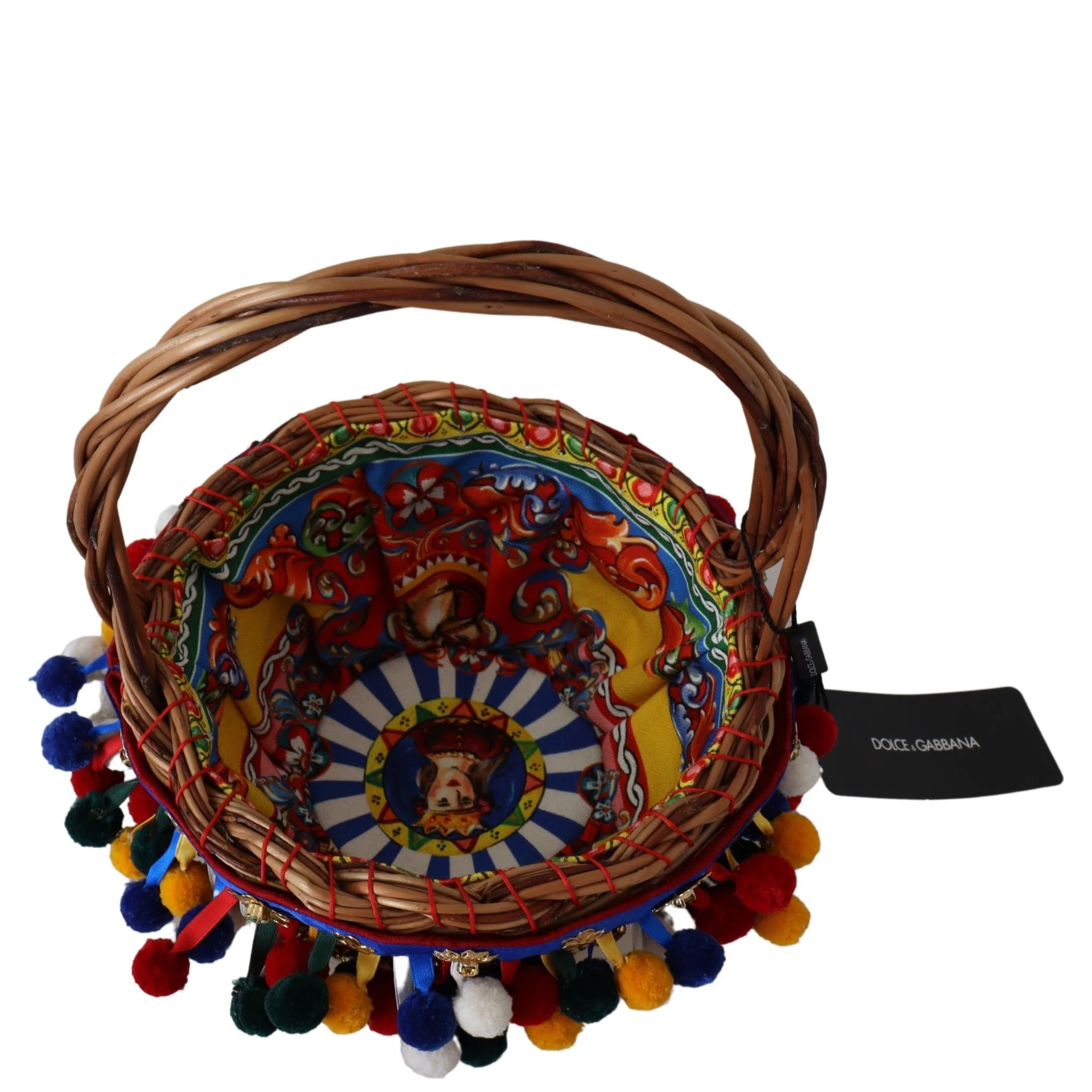 Multicolor Cotton Embellished Agnese Basket Tote Bag