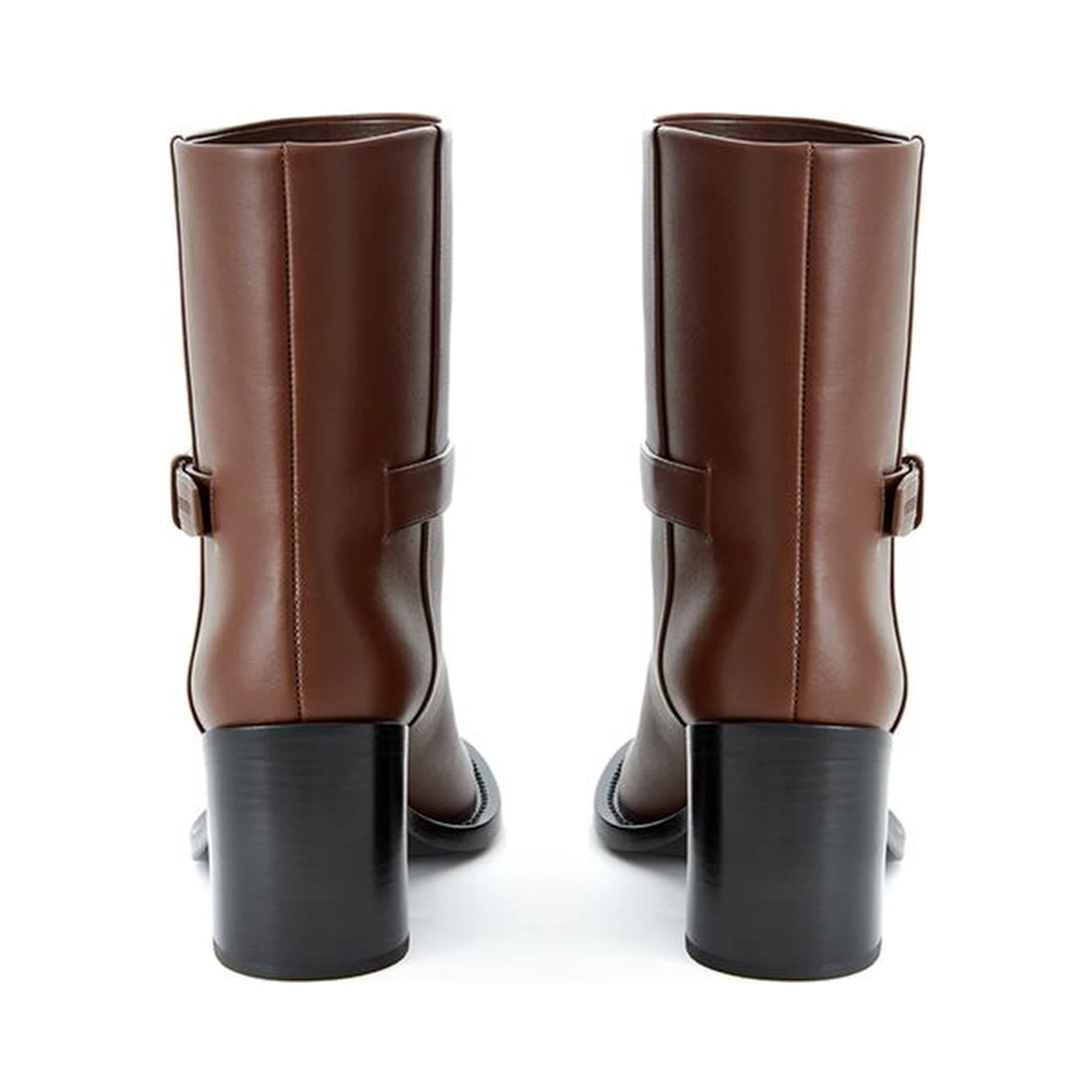 Ankle Strap Printed Logo Boots in brown leather