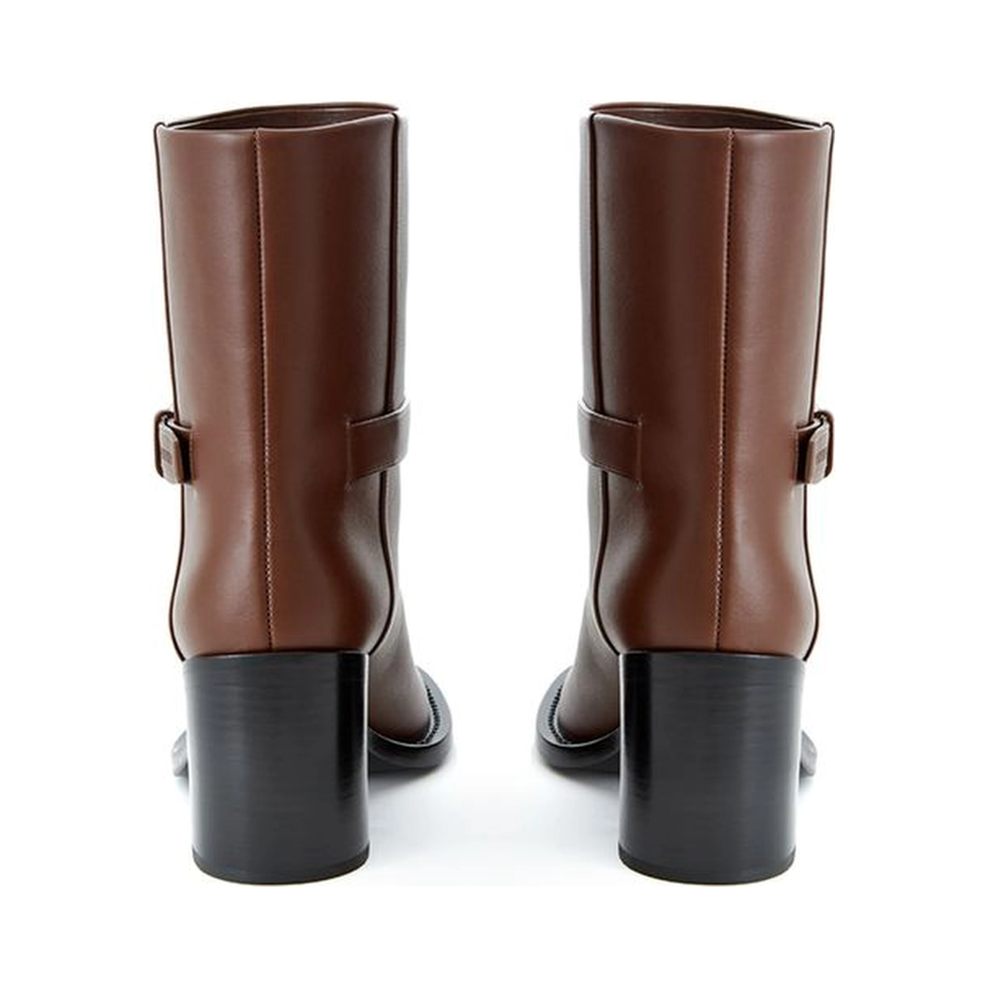Ankle Strap Printed Logo Boots in brown leather