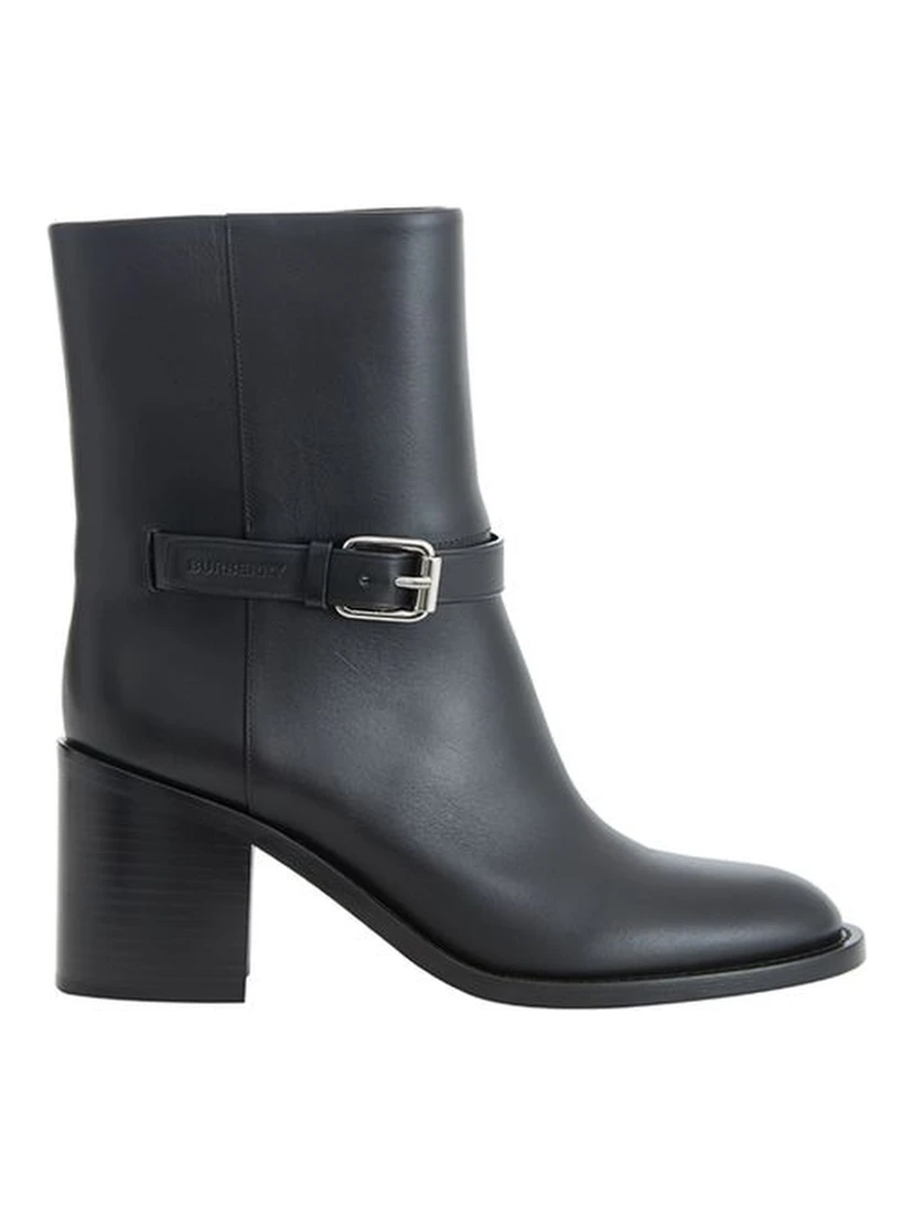 Black leather ankle boots
