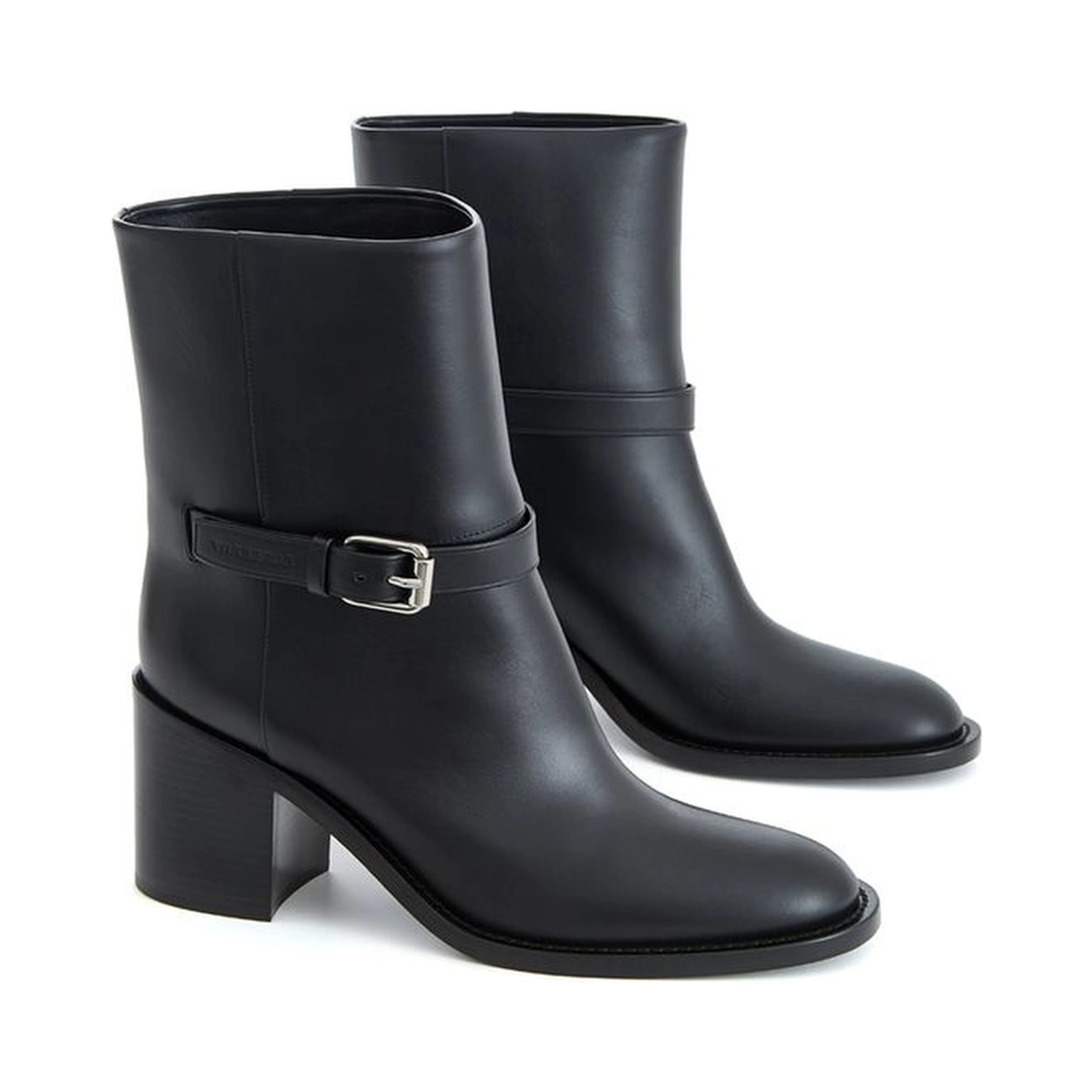 Black leather ankle boots