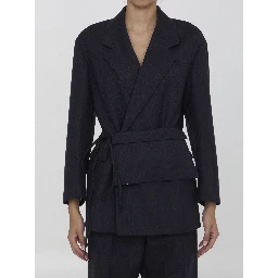 Wool jacket with belt