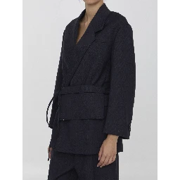 Wool jacket with belt