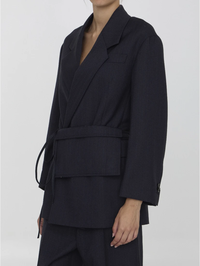Wool jacket with belt