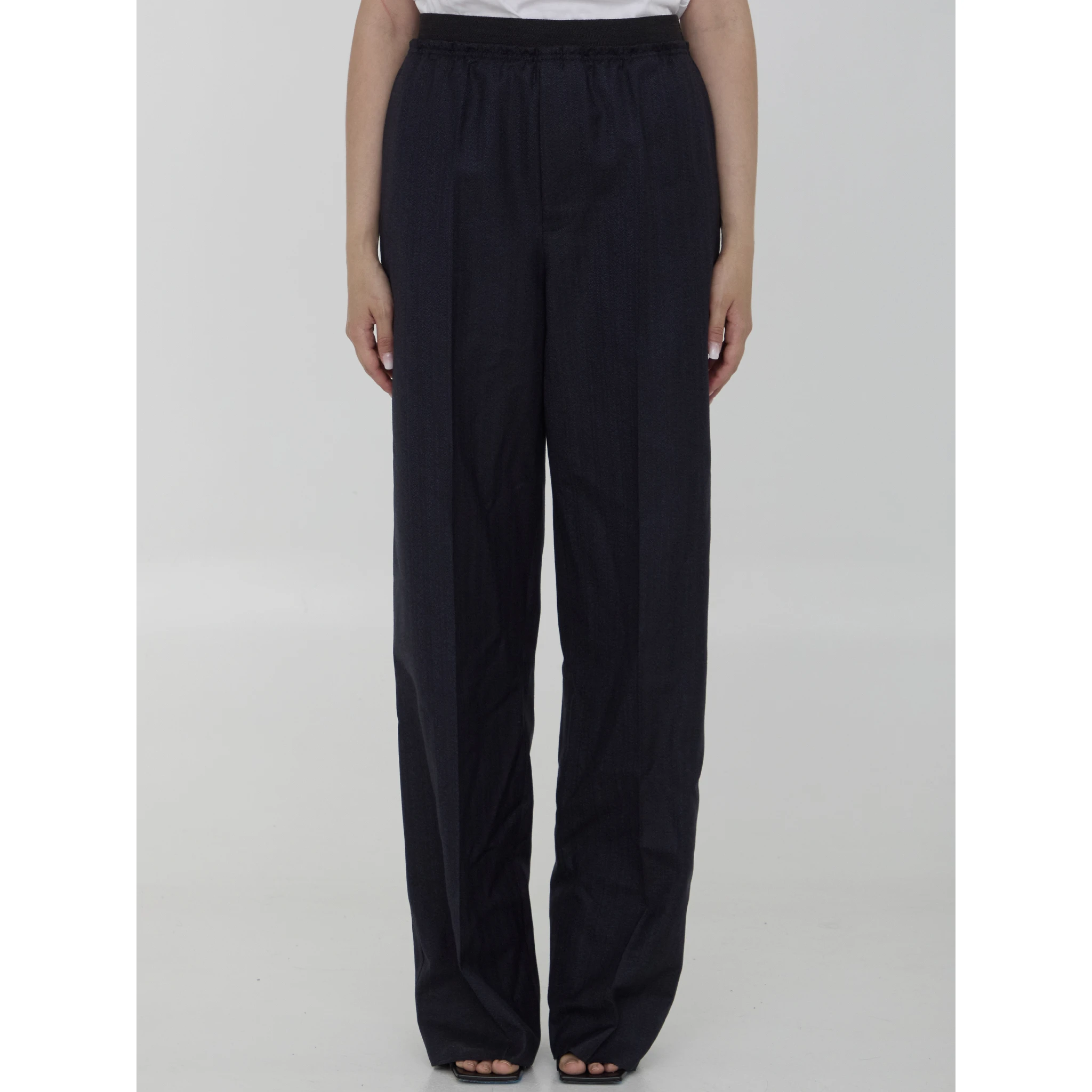 Striped wool trousers