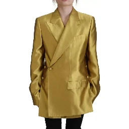 Gold Satin Long Sleeves Blazer Coat Jacket