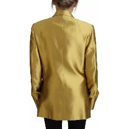 Gold Satin Long Sleeves Blazer Coat Jacket