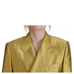 Gold Satin Long Sleeves Blazer Coat Jacket