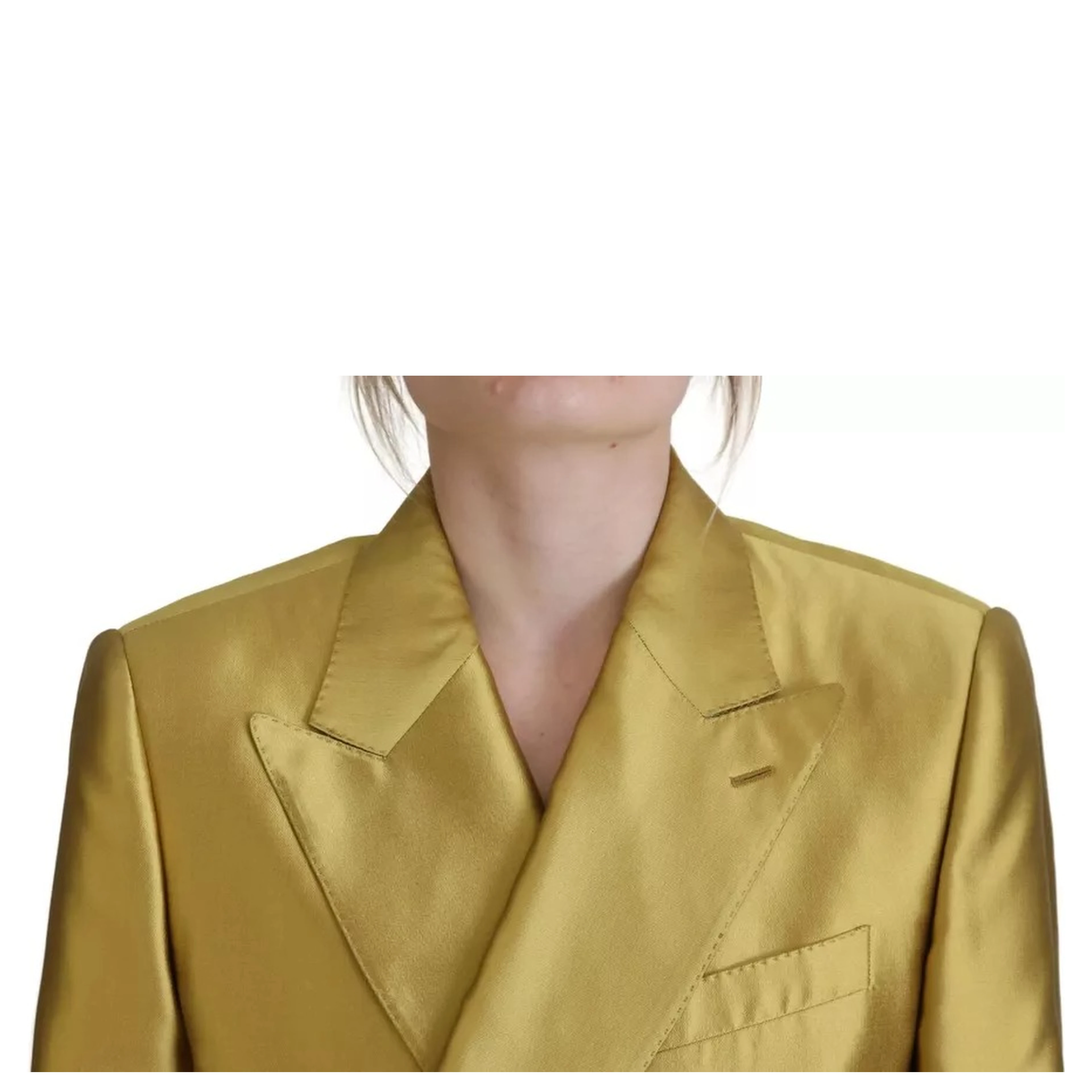 Gold Satin Long Sleeves Blazer Coat Jacket