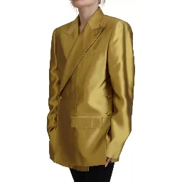 Gold Satin Long Sleeves Blazer Coat Jacket