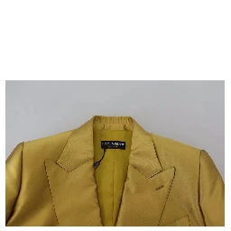 Gold Satin Long Sleeves Blazer Coat Jacket