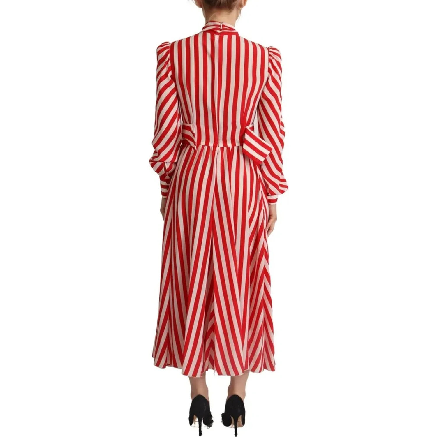 White Red Silk A-Line Shift Gown Maxi Dress