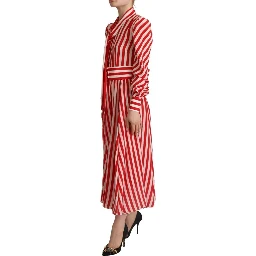 White Red Silk A-Line Shift Gown Maxi Dress