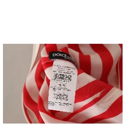 White Red Silk A-Line Shift Gown Maxi Dress