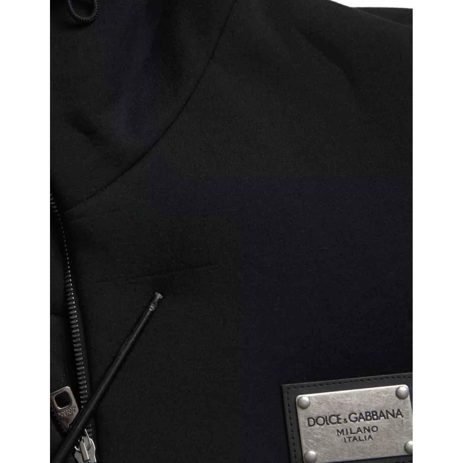 Black Cotton Hooded Logo Bomber Jacket