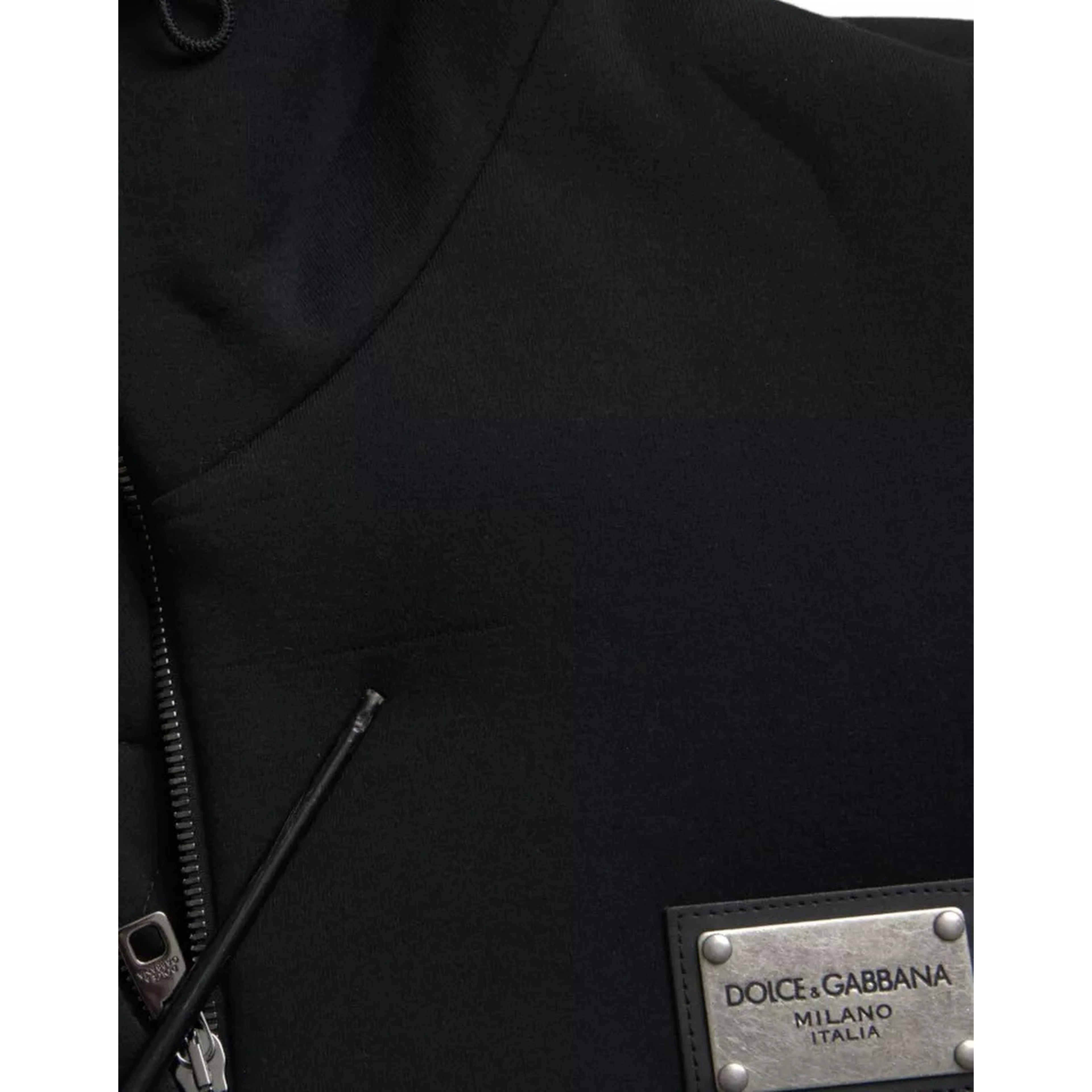 Black Cotton Hooded Logo Bomber Jacket