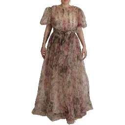 Multicolor Floral Print Long Maxi Gown Dress