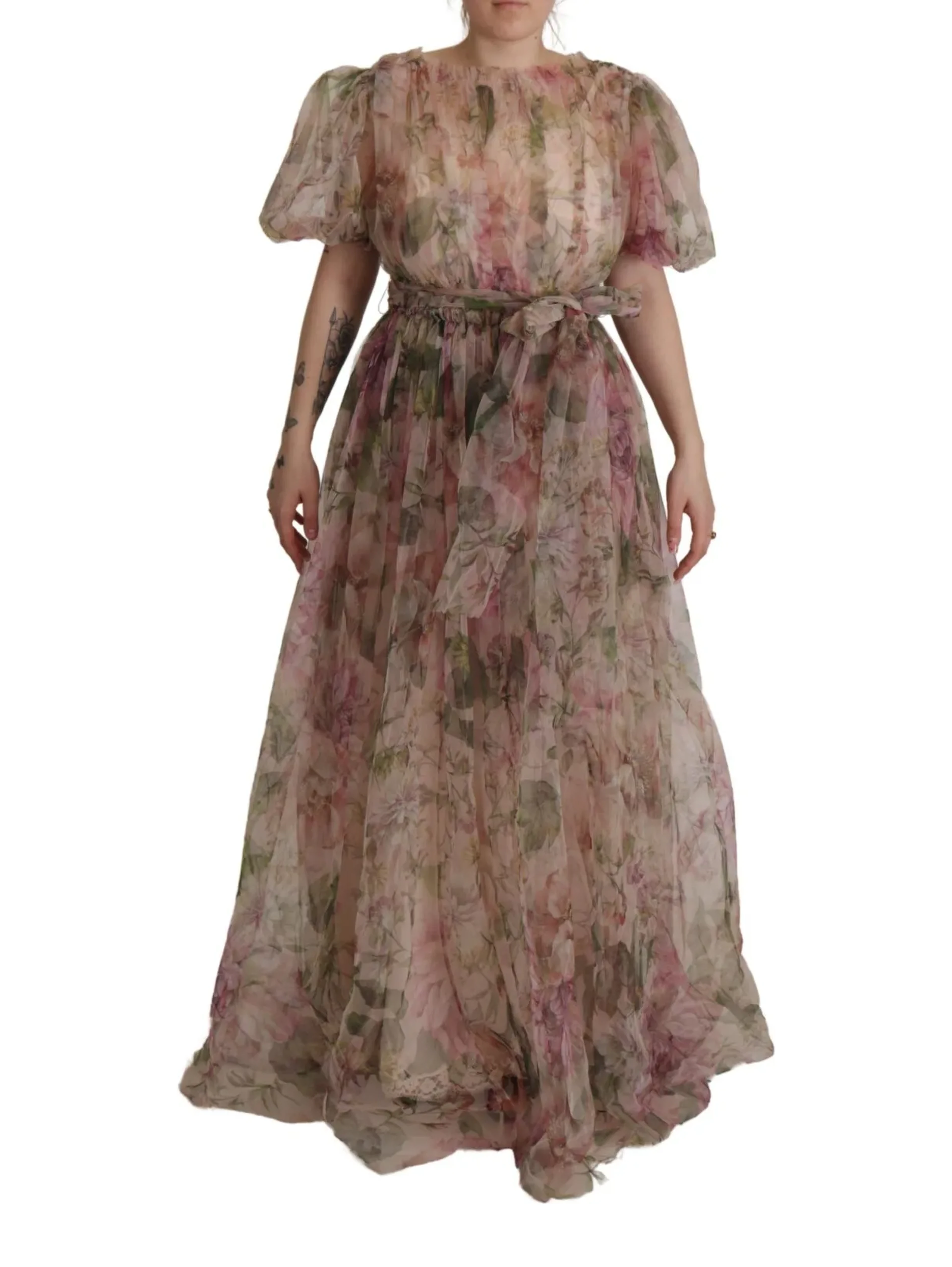 Multicolor Floral Print Long Maxi Gown Dress