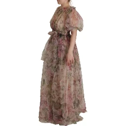 Multicolor Floral Print Long Maxi Gown Dress