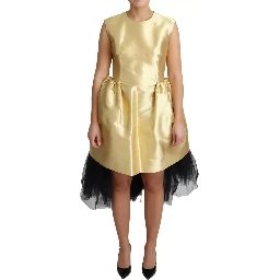 Gold Polyester Sleeveless A-line Tulle Dress