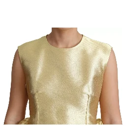 Gold Polyester Sleeveless A-line Tulle Dress