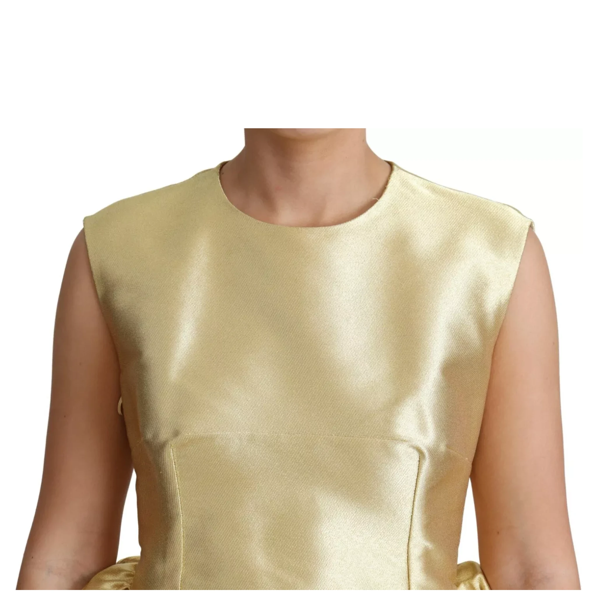 Gold Polyester Sleeveless A-line Tulle Dress