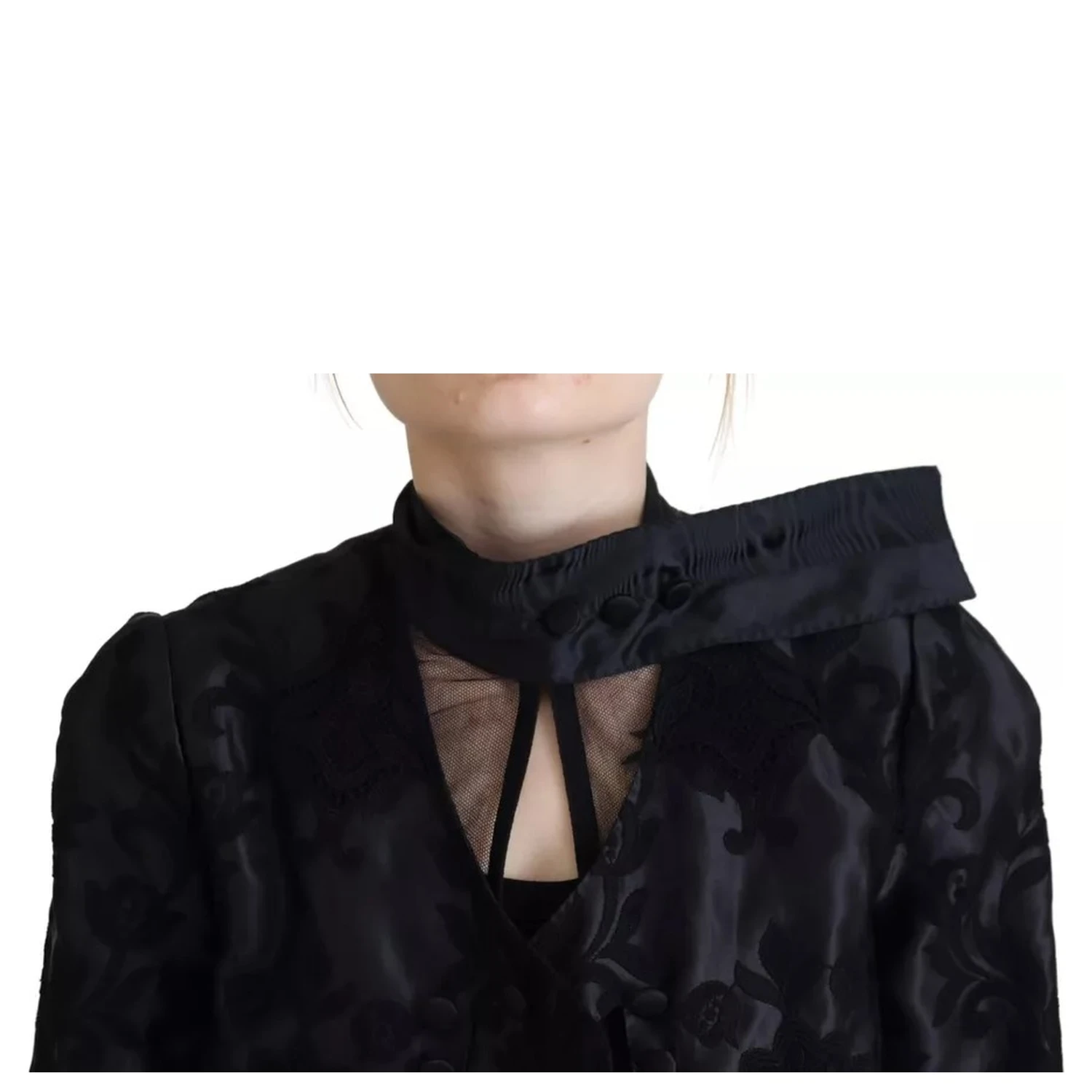 Black Lace Sheer Corset Organza Silk Jacket