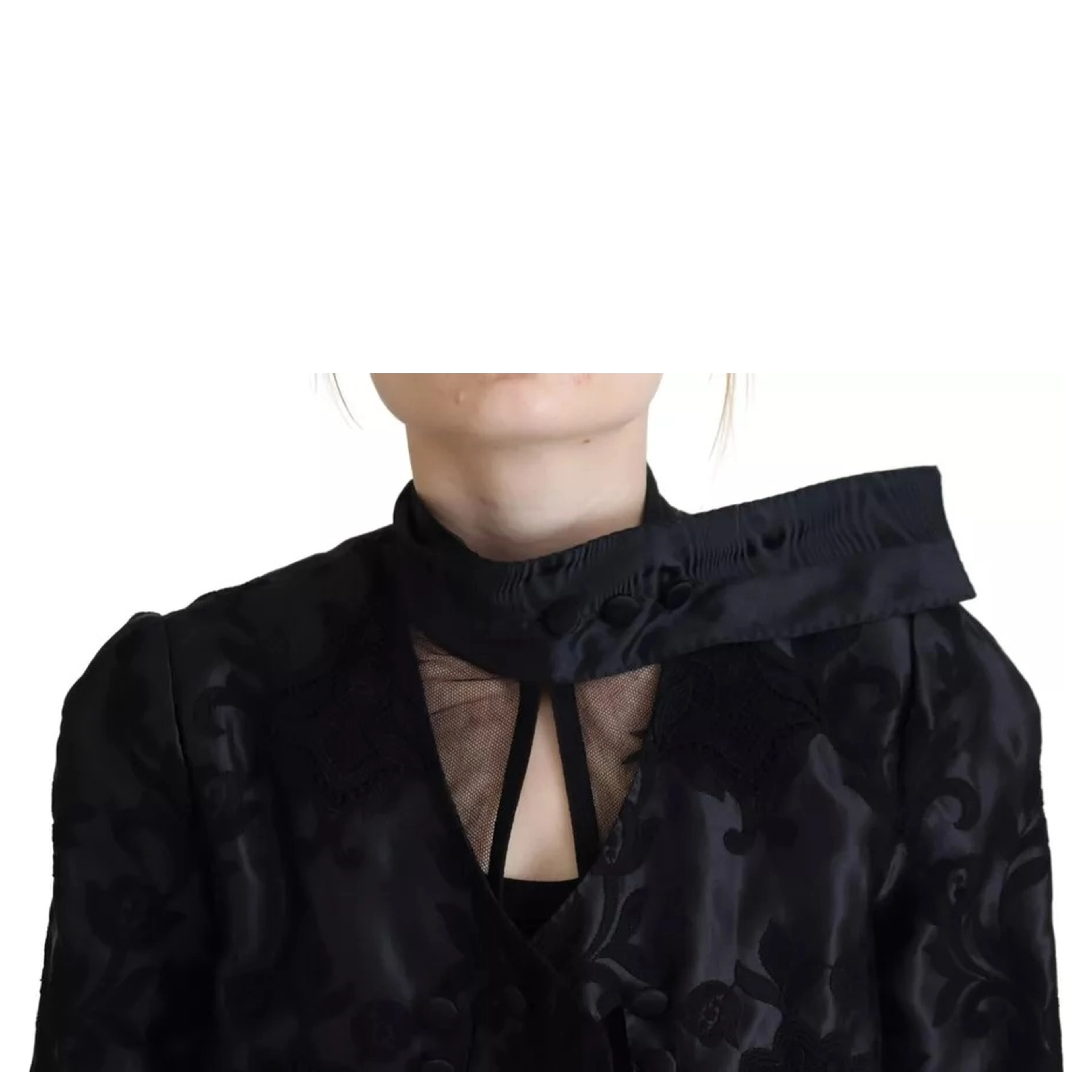 Black Lace Sheer Corset Organza Silk Jacket