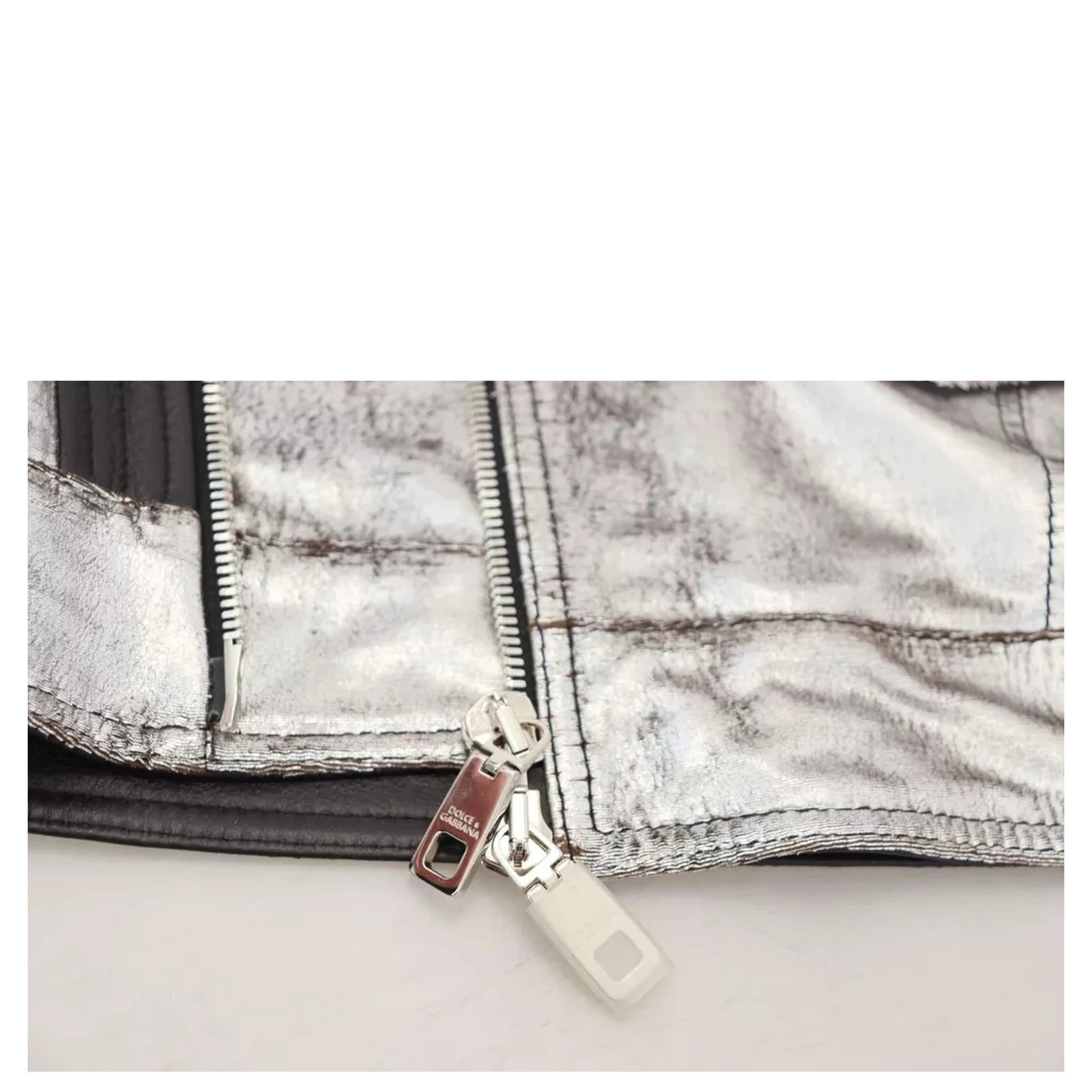 Silver Leather Biker Coat Lambskin Jacket