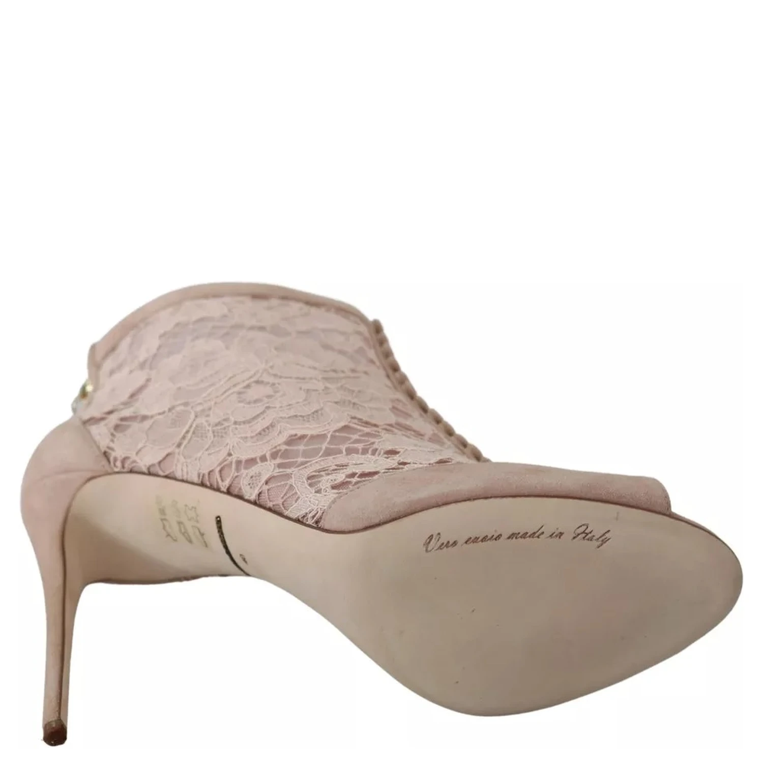 Beige Lace Suede Peep Toe Ankle Boots Shoes