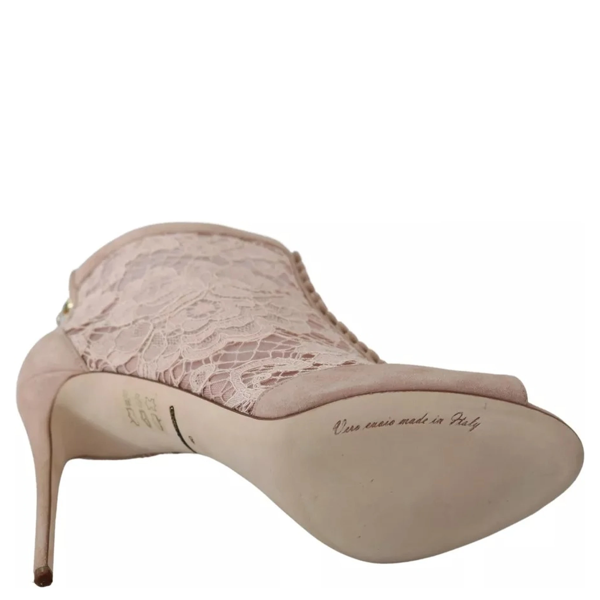 Beige Lace Suede Peep Toe Ankle Boots Shoes