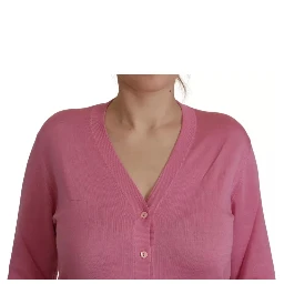 Pink 100% Silk Button Down Cardigan Sweater