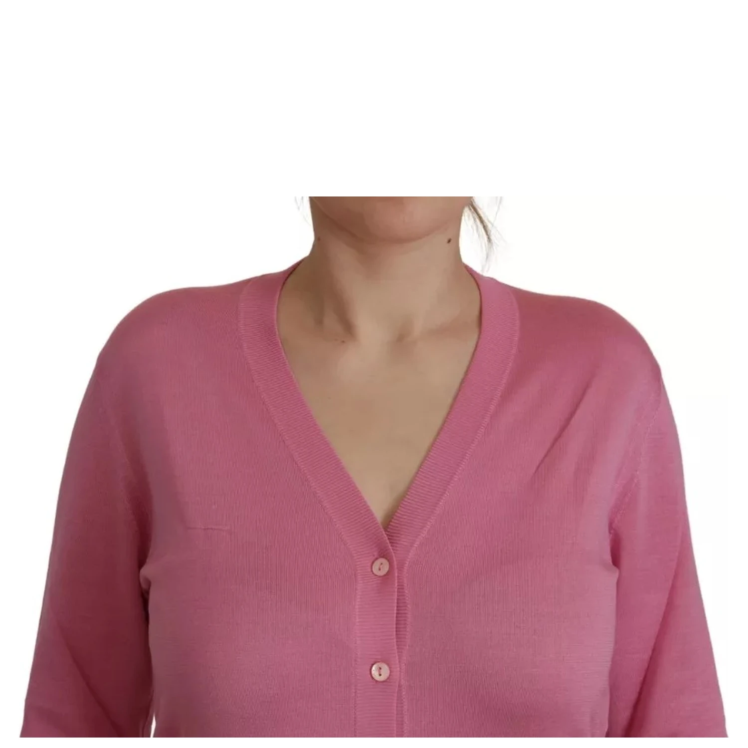 Pink 100% Silk Button Down Cardigan Sweater