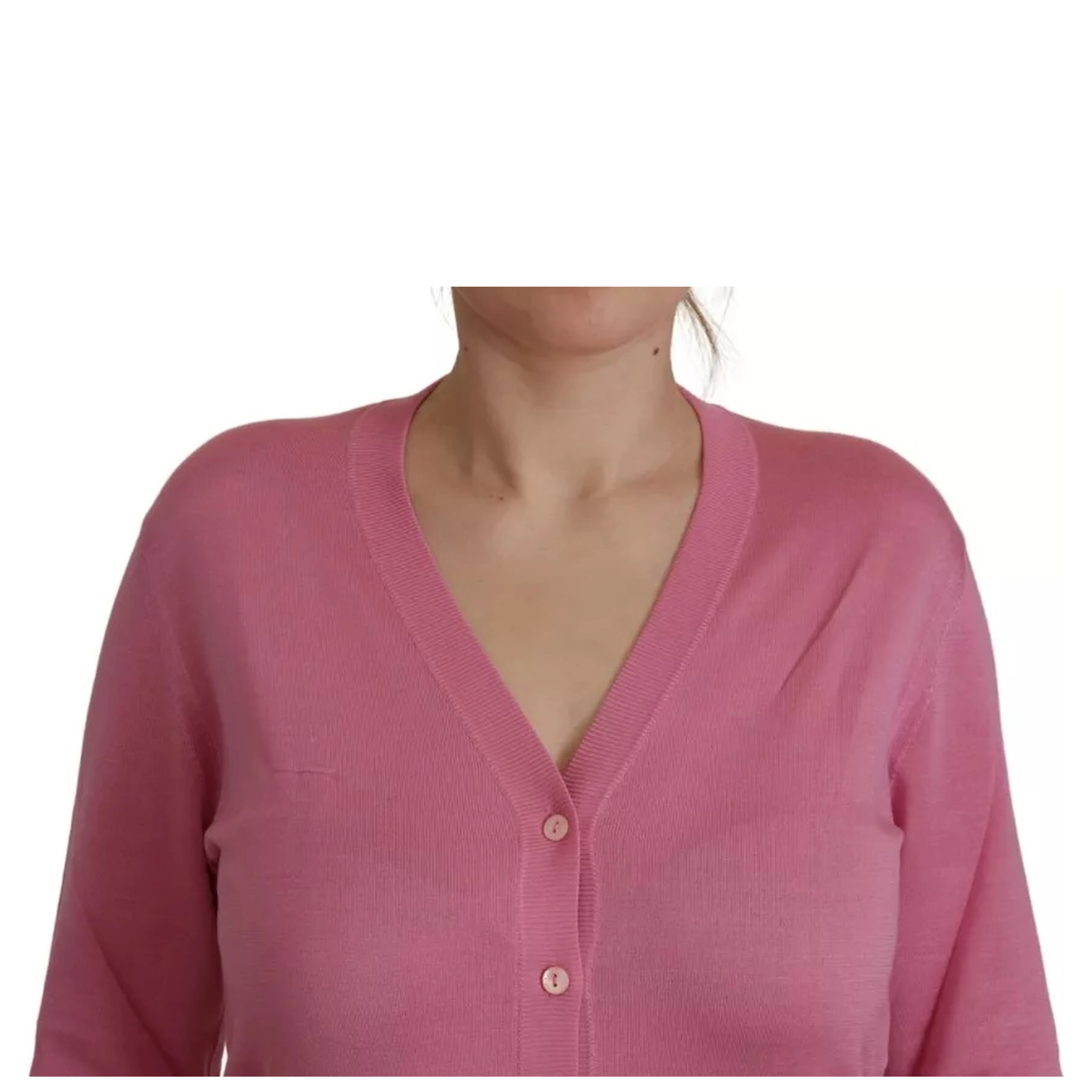 Pink 100% Silk Button Down Cardigan Sweater