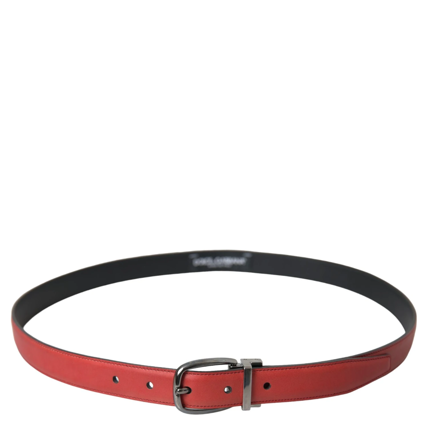 Red Leather Silver Metal Buckle Belt Men