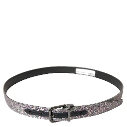 Multicolor Embellished Silver Metal Buckle Belt