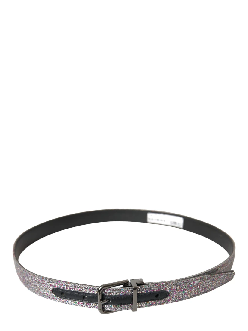 Multicolor Embellished Silver Metal Buckle Belt